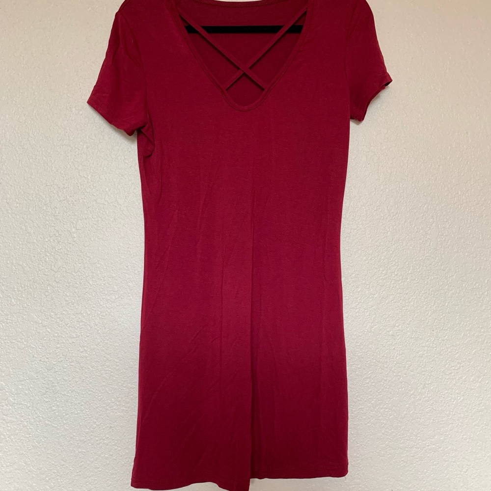 Red T-shirt dress